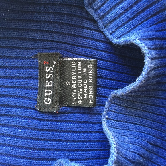 Guess Modern Solid Blue/White Striped Sweater S - Picture 3 of 6